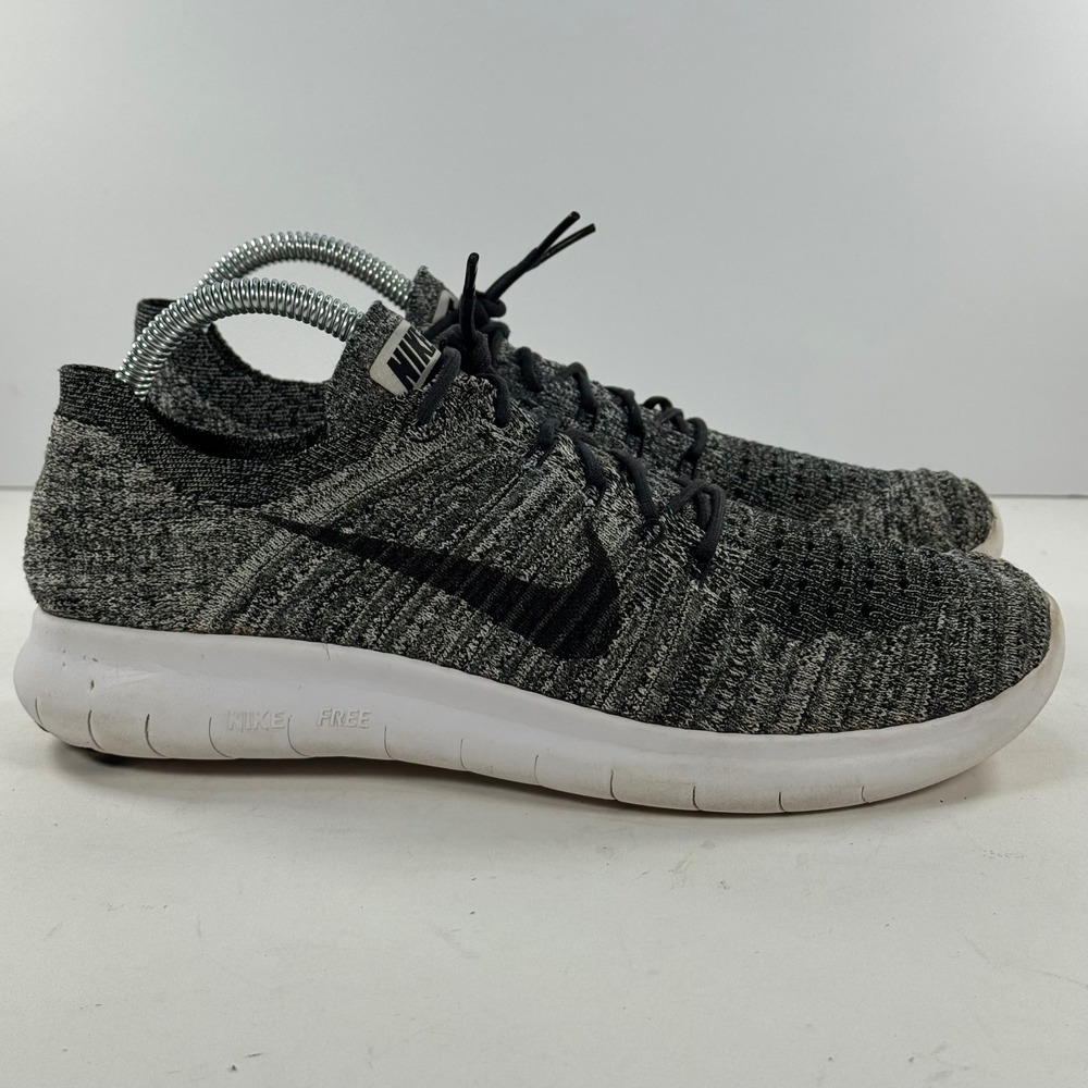 Nike Free RN Flyknit Women's‎ Athletic Running Shoes Black Gray Size 9